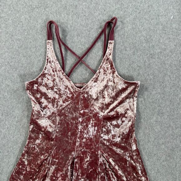 American Eagle Outfitters Crushed Velvet Strappy Mini Dress Size XXS Purple - Picture 2 of 9